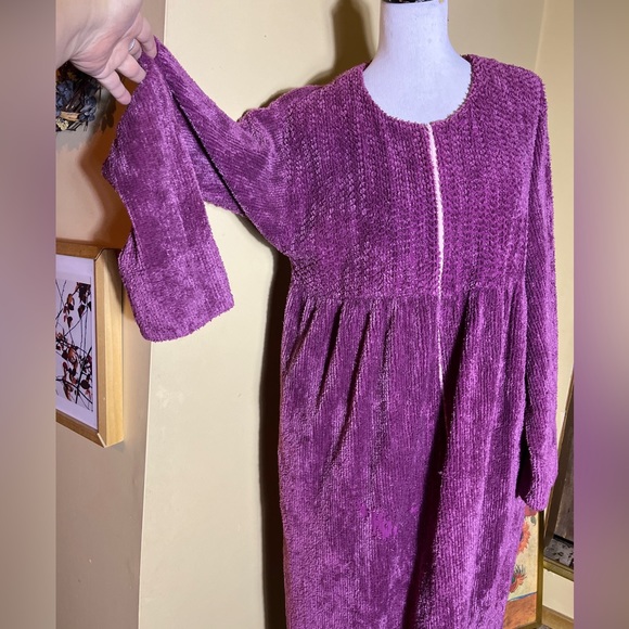 STAN HERMAN Chenille Robe Rose Pink Size XL Vintage Half-Zip Pockets Soft Cozy - Picture 2 of 14